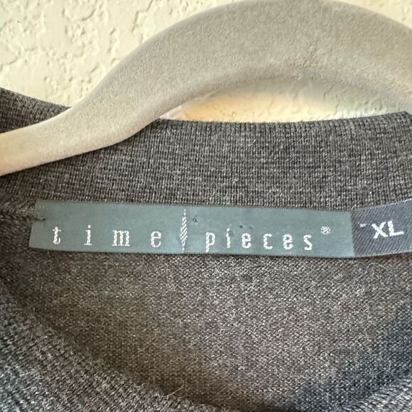Time Pieces Men’s Polo Sweater XL Gray 100% Extra Fine Merino Wool Minimalist - Picture 3 of 5